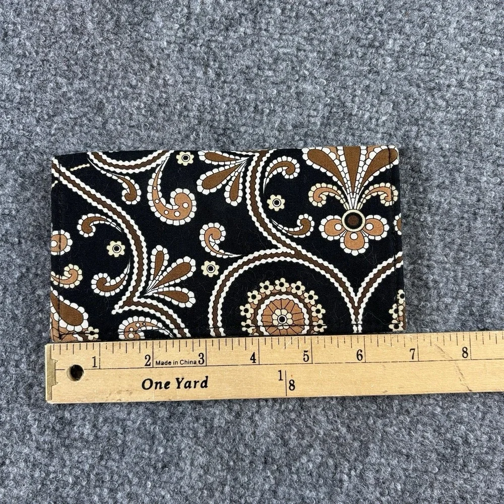 Y2K  Vera Bradley Checkbook Wallet Black Brown Paisley Boho Preppy‎